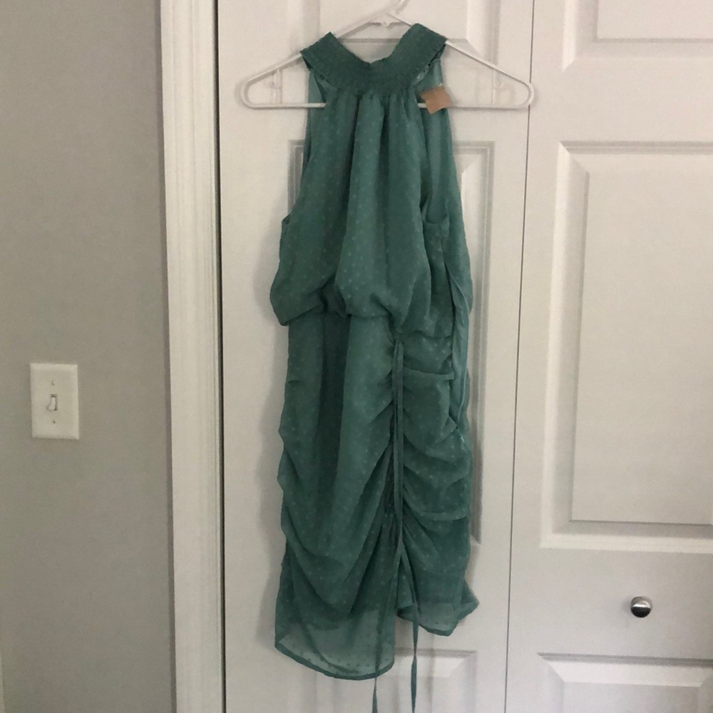 Mint polka dot textured dress Small SHEIN
